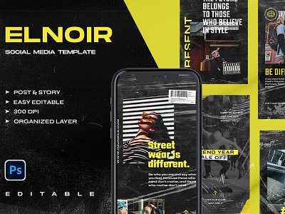 Elnoir - Instagram Stories & Posts advertising branding design instagram instagram banner instagram post instagram post design instagram post template instagram posts instagram posts template instagram stories instagram template instagram templates post posts social media social media pack social media template stories story