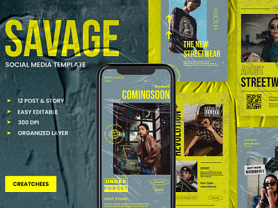 Savage - Instagram Posts & Stories Template