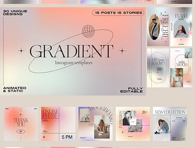 Gradient Aesthetic Insta Templates adobe photoshop advertising aesthetic aesthetics blog blogger design gradient gradient color gradient design gradient logo gradients instagram instagram banner instagram post instagram stories instagram template social media social media pack social media templates