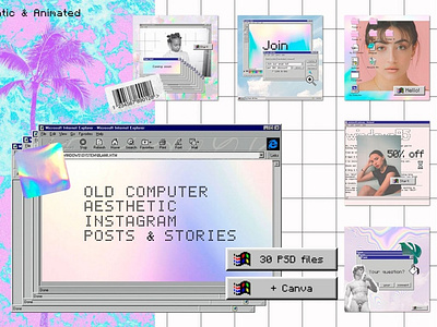 Retro Animated Instagram Posts & Stories Templates