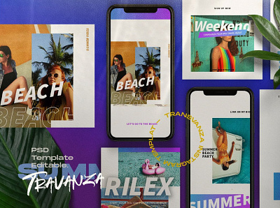 Travanza Instagram Posts & Stories advertising art branding instagram instagram banner instagram post instagram posts instagram posts template instagram stories instagram story instagram story template instagram template minimal post posts social media social media pack stories story summer