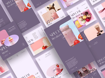 Soft Touch Instagram Posts & Stories blog blogger branding design food food blog food blogger instagram instagram post instagram posts instagram stories instagram template neon promotions purple social media social media template soft touch template touch