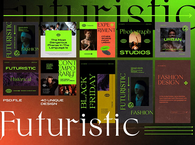 Futuristic Cyber Instagram Pack - Posts & Stories cyber cyberpunk design futurism futuristic futuristic font futuristic ui instagram instagram banner instagram pack instagram post instagram stories instagram stories pack instagram stories template instagram story template instagram template instagram templates instaram posts neon social media