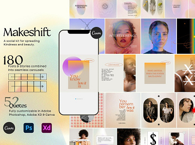 Makeshift Carousel & Quotes Instagram Templates advertising design gradient instagram instagram banner instagram post instagram posts instagram stories instagram story instagram template instagram templates pink post posts social media social media kit social media template social media templates stories story