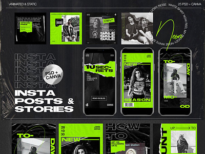 Neon Instagram Posts & Stories advertising branding instagram instagram banner instagram post instagram posts instagram stories instagram stories pack instagram stories template instagram story instagram story template instagram template neon neon light posts social media social media pack social media template stories story