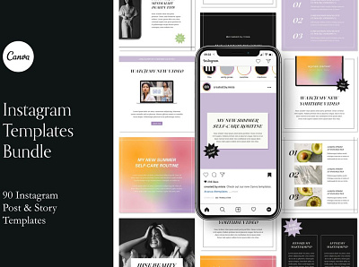 Instagram Templates Pack For Canva branding canva canva template instagram instagram post instagram post template instagram posts instagram stories instagram story instagram template instagram templates neon social media social media banner social media design social media pack social media post social media templates template templates