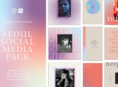 Aesthetic Social Media Pack aesthetic aestheticism aesthetics gradient holographic holography instagram banner instagram post instagram posts instagram posts template instagram stories instagram stories pack instagram stories template instagram story instagram story template instagram template instagram templates social media social media pack social media template