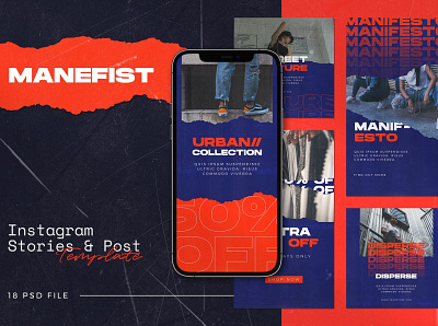 Manefist - Instagram Stories & Posts advertising branding design instagram instagram banner instagram post instagram posts instagram stories instagram story template instagram template post posts social media social media pack social media template social media templates stories story template