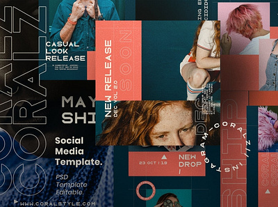 CORALZ - Social Media Template + Stories advertising branding color design instagram instagram banner instagram post instagram post template instagram posts instagram stories instagram stories template instagram story template instagram template instagram templates social media social media template stories story template templates