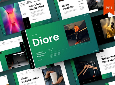 Diore Multipurpose Template clean colorful company corporate google slides keynote modern multipurpose multipurpose template photography pitch deck portfolio powerpoint presentation studio template unique web design web development website