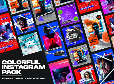 Colorful Instagram Templates blog blogger branding color colorful design instagram banner instagram post instagram story template light modern neon post posts social media social media pack social media template stories story template