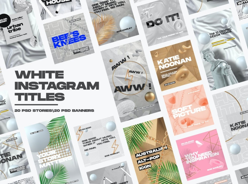 White Instagram Posts & Stories by Master Templates on Dribbble