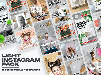 Aesthetic Light Instagram Posts & Stories blog blogger branding design gold golden instagram banner instagram post instagram story template light modern post posts rose gold social media social media pack social media template stories story template