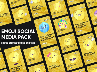 Emoji Instagram Posts & Stories blog blogger branding design emoji emoji set emojis fun instagram banner instagram post instagram story template modern post posts social media social media pack social media template stories story template