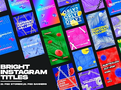 Bright Instagram Titles banner blog blogger branding design flyer instagram banner instagram flyer instagram post instagram poster instagram posters instagram story template modern post poster posters posts social media pack stories story