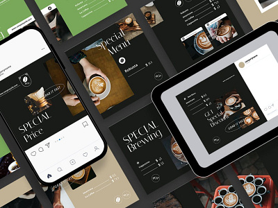 Coffee Shop Instagram Templates blog blogger branding coffee coffee shop design instagram banner instagram post instagram posts instagram stories instagram story template modern post posts social media social media pack social media template stories story template