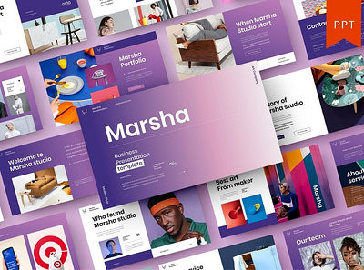 Marsha - Presentation Template clean colorful company corporate google slides keynote modern multipurpose multipurpose template photography pitch deck portfolio powerpoint presentation studio template unique web design web development website