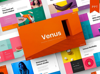 Venus Multipurpose Template clean colorful company corporate google slides keynote modern multipurpose multipurpose template photography pitch deck portfolio powerpoint presentation studio template unique web design web development website