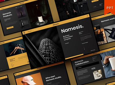 Nemesis Multipurpose Template clean colorful company corporate google slides keynote modern multipurpose multipurpose template photography pitch deck portfolio powerpoint presentation studio template unique web design web development website