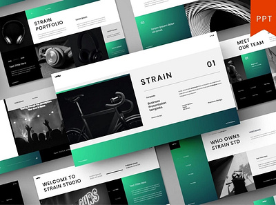 Strain Multipurpose Template clean colorful company corporate google slides keynote modern multipurpose multipurpose template photography pitch deck portfolio powerpoint presentation studio template unique web design web development website