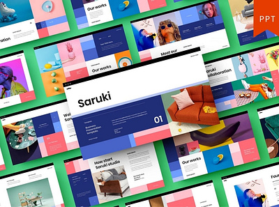 Saruki Multipurpose Template clean colorful company corporate google slides keynote modern multipurpose multipurpose template photography pitch deck portfolio powerpoint presentation studio template unique web design web development website