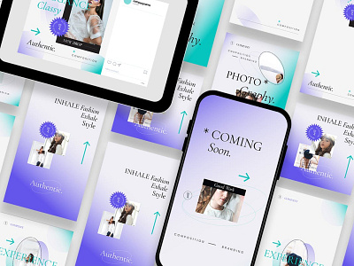 Gradient Instagram Posts & Stories aesthetic blog blogger branading design gradient gradients holographic instagram banner instagram post instagram story template modern post posts social media social media pack social media template stories story template