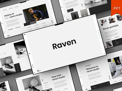 Raven Multipurpose Template clean colorful company corporate google slides keynote modern multipurpose multipurpose template photography pitch deck portfolio powerpoint presentation studio template unique web design web development website