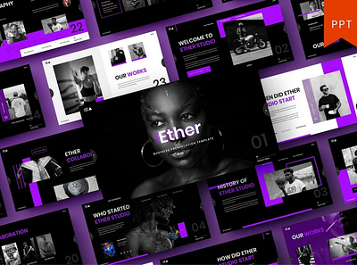 Ether Multipurpose Template clean colorful company corporate google slides keynote modern multipurpose multipurpose template photography pitch deck portfolio powerpoint presentation studio template unique web design web development website