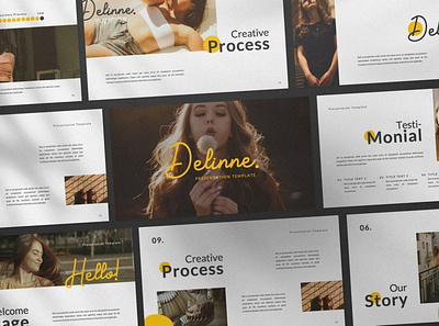 Delinne Presentation Templates clean colorful company corporate google slides keynote modern multipurpose multipurpose template photography pitch deck portfolio powerpoint presentation studio template unique web design web development website