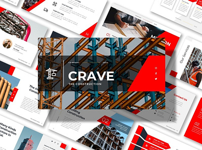 CRAVE - Construction Presentation Template 3d animation branding clean company corporate design elegant graphic design illustration logo modern motion graphics multipurpose photography pitch deck presentation template website