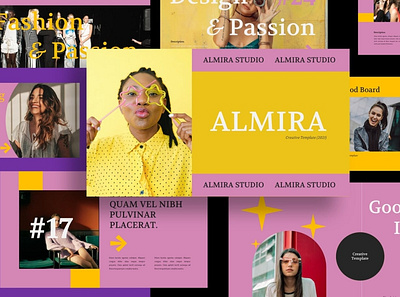 Almira Presentation Templates clean colorful company corporate google slides keynote modern multipurpose multipurpose template photography pitch deck portfolio powerpoint presentation studio template unique web design web development website