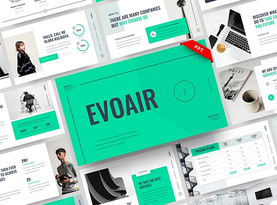 EVOAIR Presentation Template clean colorful company corporate design google slides keynote modern multipurpose multipurpose template photography pitch deck portfolio presentation studio template unique web design web development website