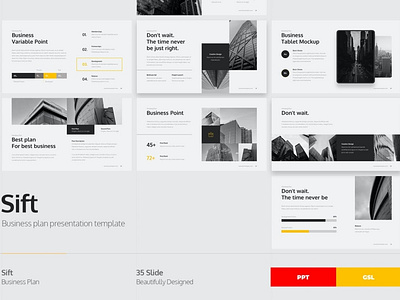 Sift - Business Plan Presentation clean colorful company corporate design google slides keynote modern multipurpose multipurpose template photography pitch deck portfolio presentation studio template unique web design web development website