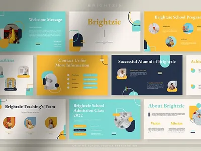 Brightzie - Creative School Profile Presentation clean colorful company corporate google slides keynote modern multipurpose multipurpose template photography pitch deck portfolio powerpoint presentation studio template unique web design web development website