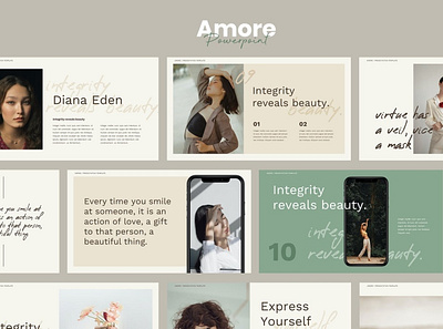 Amore Aesthetic Theme Powerpoint clean colorful company corporate design google slides keynote modern multipurpose photography pitch deck portfolio powerpoint presentation studio template unique web design web development website