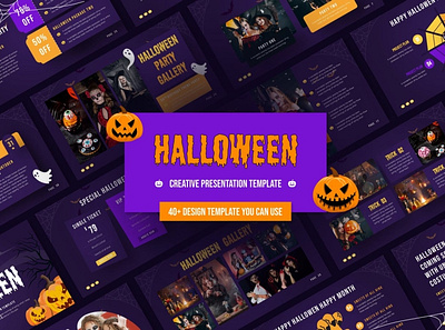 Halloween Party PowerPoint Presentation Template clean colorful company corporate event flyer halloween modern party photography pitch deck portfolio promotion pumpkin scary spooky studio unique web design website