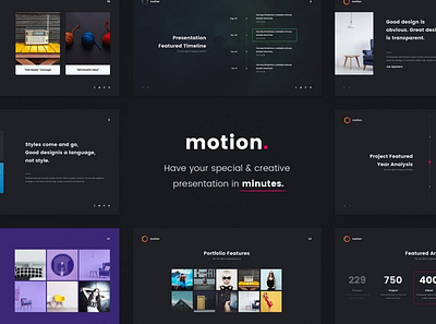 MOTION - Creative Powerpoint Template clean colorful company corporate design google slides keynote minimal modern multipurpose multipurpose template photography pitch deck portfolio studio template unique web design web development website