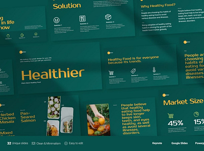 Healthier Multipurpose Template beverage clean colorful company corporate food google slides keynote modern multipurpose multipurpose template photography pitch deck portfolio powerpoint studio unique web design web development website