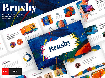 Brushy - Brush Multipurpose Template clean colorful company corporate design google slides keynote modern multipurpose multipurpose template photography pitch deck portfolio powerpoint studio template unique web design web development website