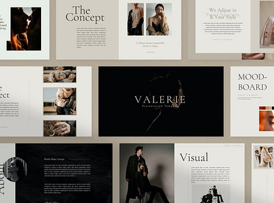 Valerie Multipurpose Template clean colorful company corporate design google slides keynote modern multipurpose multipurpose template photography pitch deck portfolio powerpoint studio template unique web design web development website