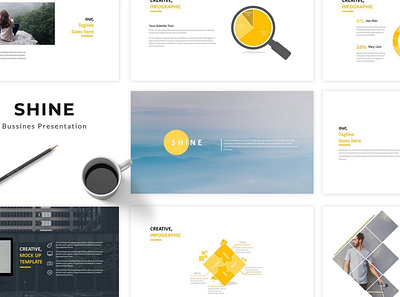 Shine Multipurpose Template clean colorful company corporate design google slides keynote modern multipurpose multipurpose template photography pitch deck portfolio powerpoint studio template unique web design web development website