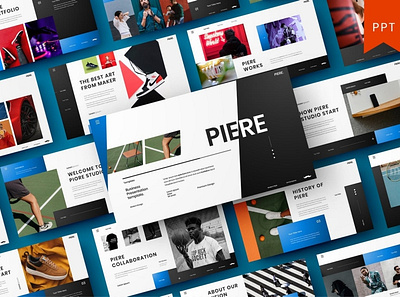 Piere Multipurpose Template clean colorful company corporate design google slides keynote modern multipurpose multipurpose template photography pitch deck portfolio powerpoint studio template unique web design web development website