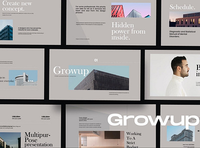 GROW UP Presentation Template clean colorful company corporate design google slides keynote modern multipurpose multipurpose template photography pitch deck portfolio powerpoint studio template unique web design web development website