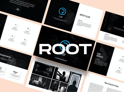 ROOT Multipurpose Template clean colorful company corporate design google slides keynote modern multipurpose multipurpose template photography pitch deck portfolio powerpoint studio template unique web design web development website