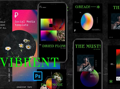 Free Vibrent Instagram Posts & Stories advertising banner branding color design instagram banner instagram post instagram post design instagram post template instagram posts instagram stories instagram story template instagram templates post social media social media template stories story template templates