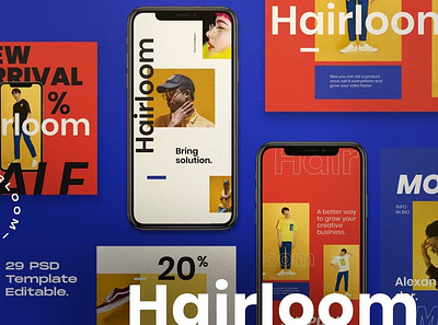 Free Hairloom Instagram Posts & Stories advertising banner branding color instagram banner instagram post instagram post design instagram post template instagram posts instagram story template instagram templates neon post social media social media template stories story template templates website