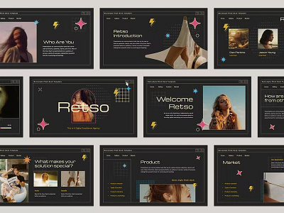 Free Retso - Retro Style Pitch Deck PowerPoint Template clean colorful company corporate design google slides keynote modern multipurpose multipurpose template photography pitch deck portfolio powerpoint studio template unique web design web development website