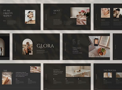 Free Glora - Welcome Kit PowerPoint clean colorful company corporate design google slides keynote modern multipurpose multipurpose template photography pitch deck portfolio powerpoint studio template unique web design web development website