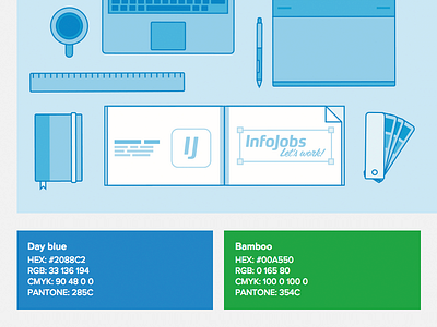 InfoJobs Brand Site blue brand flat green icons illustration manual web white
