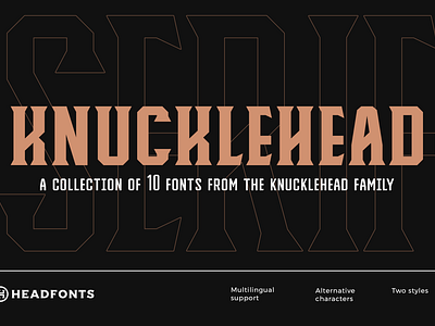 Knucklehead Serif | Vintage Font american culture branding business name custom design family font font headfonts illustration letters professional type typeface typography western